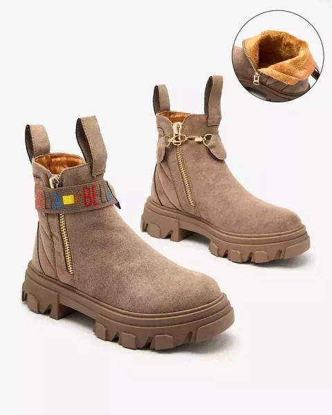 OUTLET Royalfashion Світло-коричневі жіночі чоботи з екозамші Sadduk