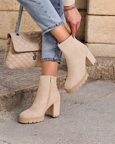 Royalfashion Eco-Wildleder Damen Stiefeletten auf einer Säule Emuri