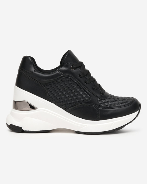 OUTLET Чорні жіночі спортивні кросівки на кімнатній танкетці Renel - Взуття