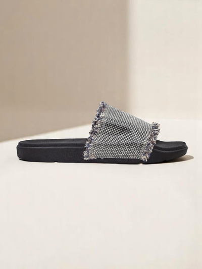 Royalfashion Damen Pantoletten mit flacher Sohle SparkleWalk