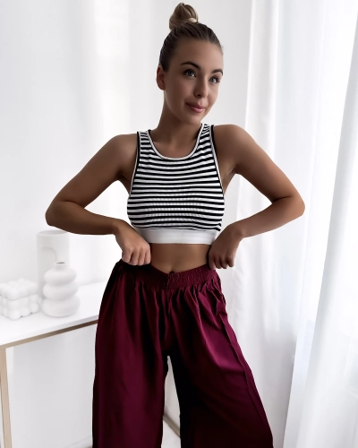 Royalfashion Maroon Damen 7/8 Culotte Hose