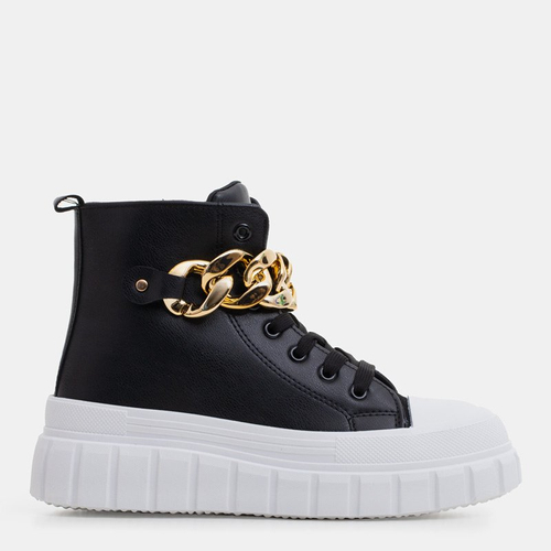 Високі чорні жіночі кеди на платформі Lanculi