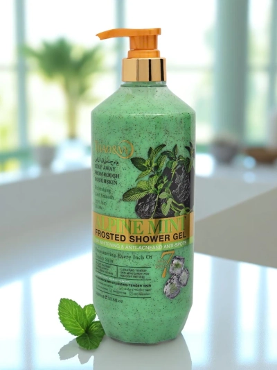 Exfolierendes, feuchtigkeitsspendendes und anti-aging Duschgel mit Minze