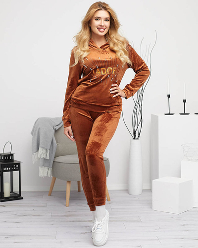 Camel Damen-Trainingsanzug mit Aufdruck und Perlen - Kleidung