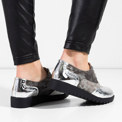 Silberne Schnürschuhe für Damen Navidad - Footwear