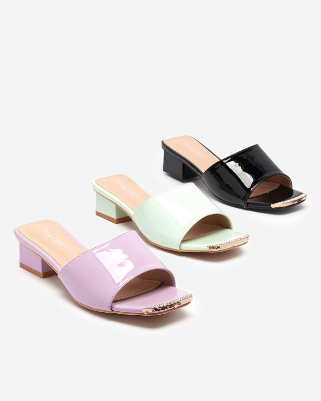 Grün lackierte Hausschuhe mit niedrigen Absätzen Keripse - Footwear