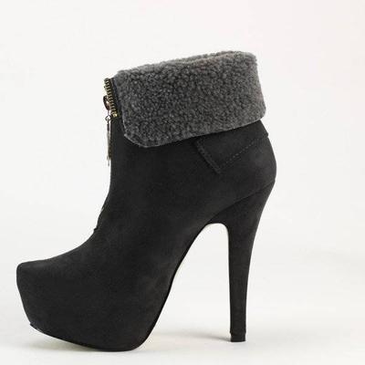 OUTLET Wildleder Booties Pin mit Schaffell - Schuhe