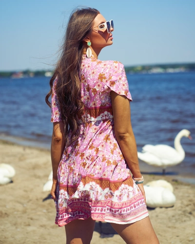 Royalfashion Kurzes Damen-Sommerkleid in Rosa