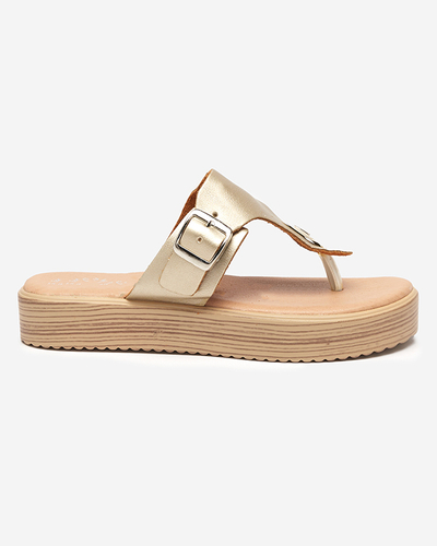 Goldene Damensandalen auf der Borico-Plattform - Schuhe