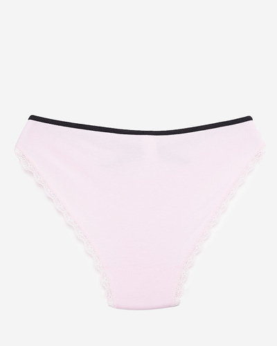 Pinker Damenslip mit Spitze und Streifen - Unterwäsche