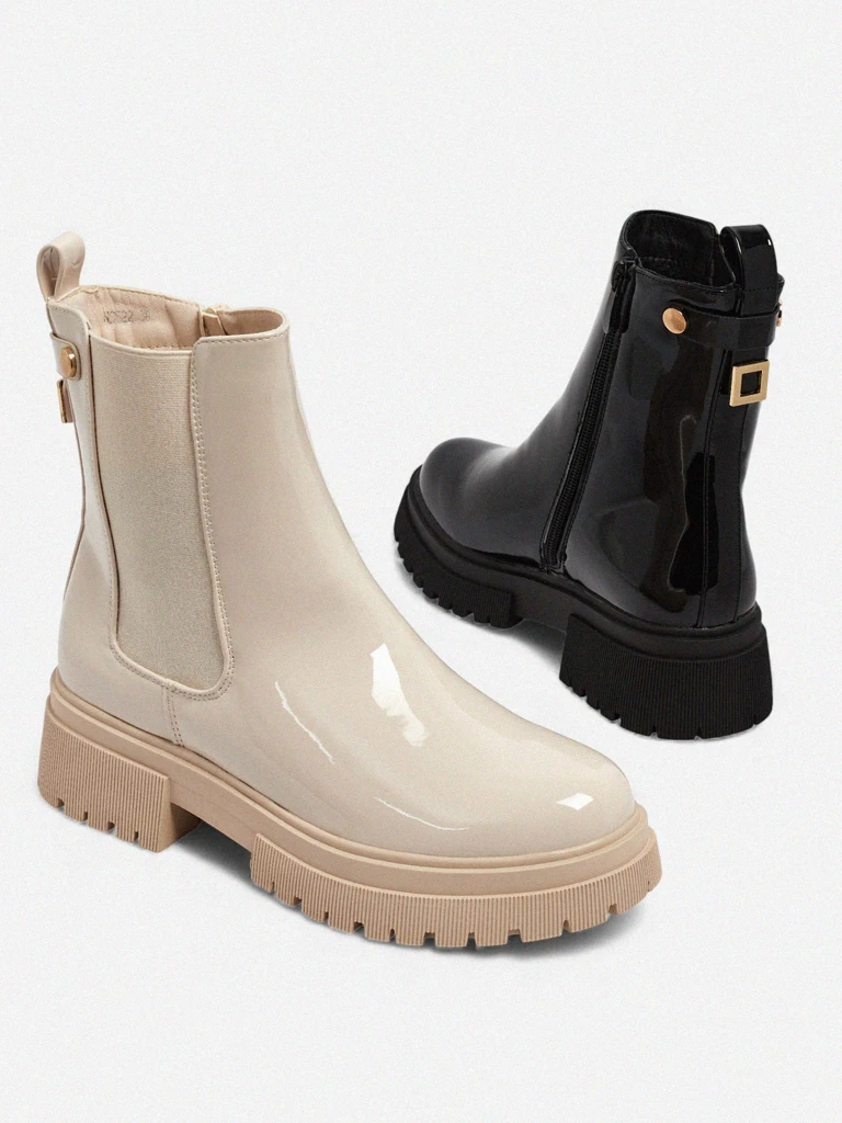 Lackierte Damenstiefeletten aus Öko-Leder Calebi