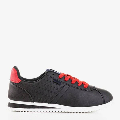 Schwarze Damen-Sportschuhe mit roten Dramena-Einsätzen - Schuhe 1