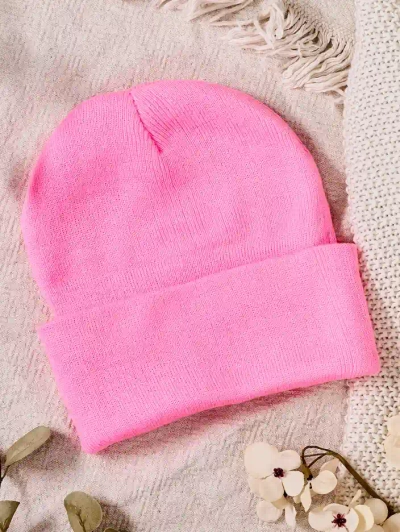 Rosa Doppel-Lagen Beanie-Mütze für Frauen - Accessoires