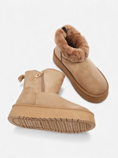 Aurora Beige Leder Damenstiefeletten für jeden Tag