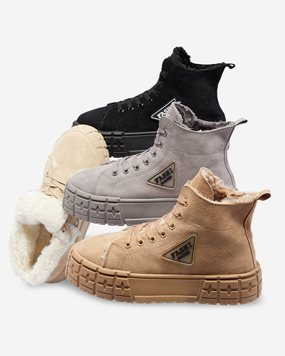 Graue Damenstiefel aus Öko-Wildleder mit Isolierung Zephyr - Schuhe