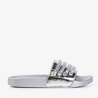 OUTLET Silberne Hausschuhe mit einer Kette Slivien - Footwear