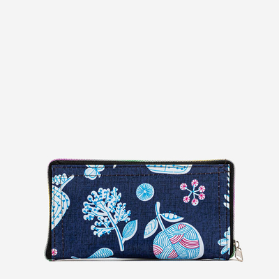 Portemonnaie-Einkaufstasche mit Blumenmuster in Marineblau - Accessoires