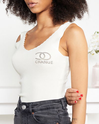 Cremefarbenes elastisches Top mit Riemchen für Damen - Kleidung