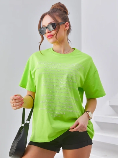 Royalfashion Damen Baumwoll-T-Shirt mit Strass-Texten