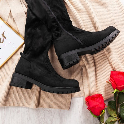 Чорні черевики високих стегон «Тіффа» над черевиками - Взуття 1