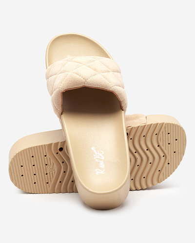 Beige Damen-Steppsandale mit Plateau Koriner - Footwear