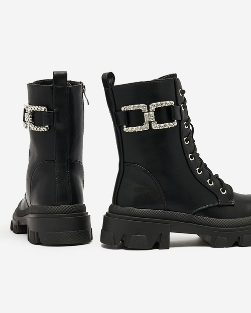 Жіночі черевики на шнурівці Royalfashion чорного кольору Cefitity