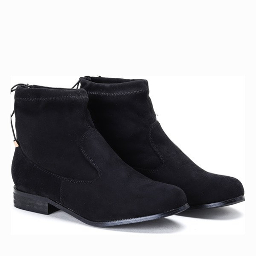 Zamszowe, czarne botki - Obuwie