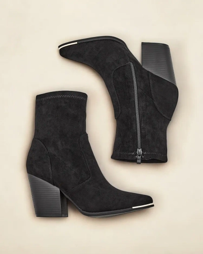 Чоботи Royalfashion Eko-suede для жінок на стілетному каблуці Gris