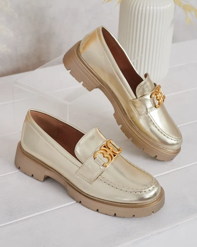 Goldene Chloé Mokassins Eleganter Damenstil