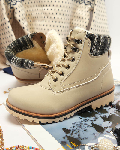 Isolierte Damenstiefel im Trapper-Stil in Beige Ebrac- Footwear