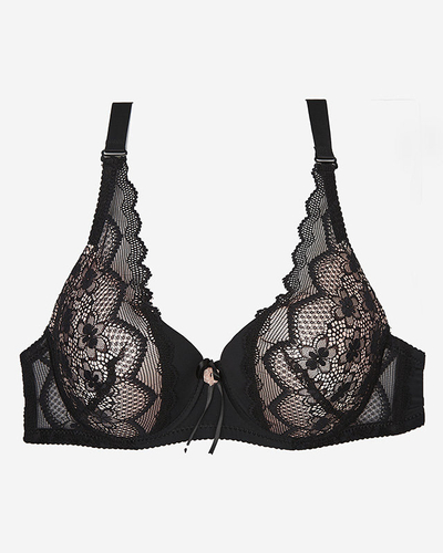 Schwarzer und rosafarbener Damen-Spitzen-BH - Dessous