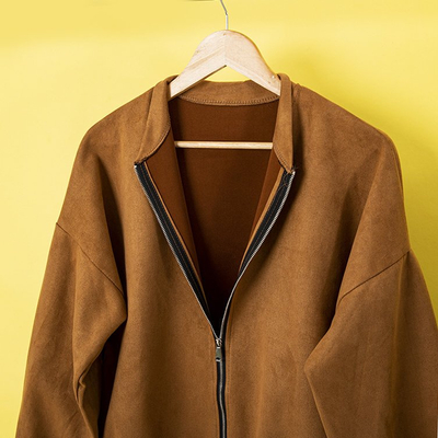 Braune Wildlederjacke für Damen - Kleidung