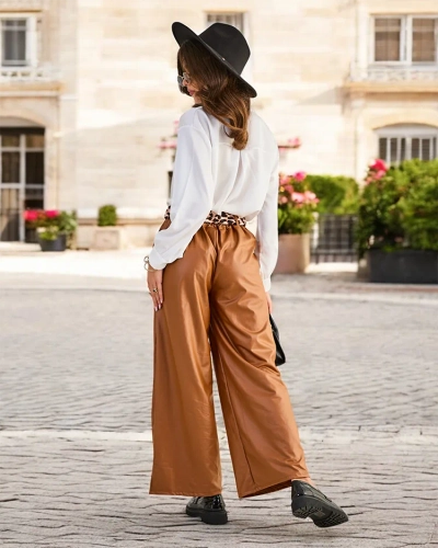 Royalfashion Weite Damen Kunstlederhose