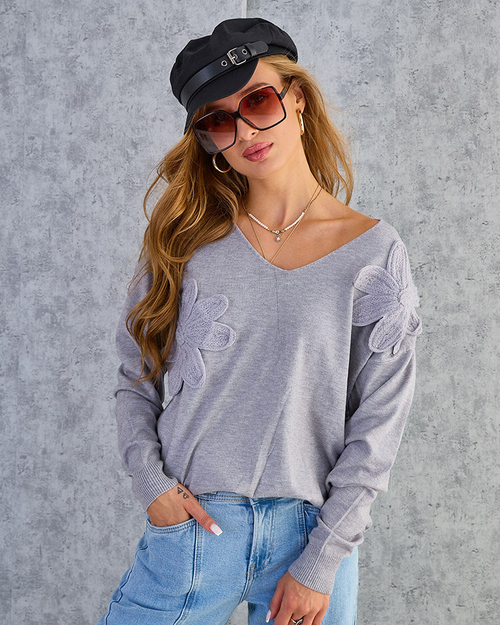 Royalfashion Тонкий жіночий светр з квітами
