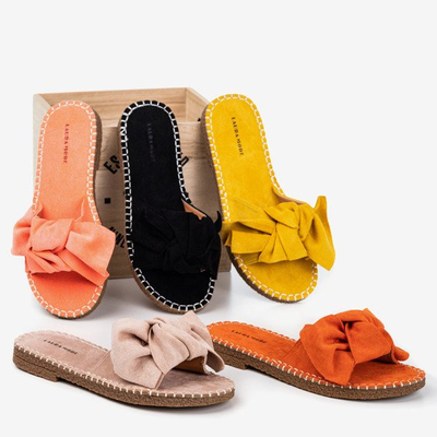 Orangefarbene Damensandalen mit Latusa-Schleife - Schuhe