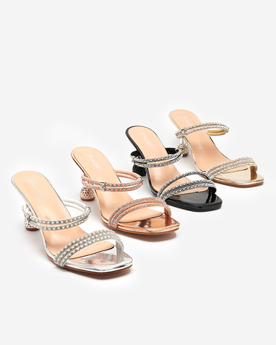 OUTLET Gold lackierte Hausschuhe mit niedrigen Absätzen Lakopi - Schuhe