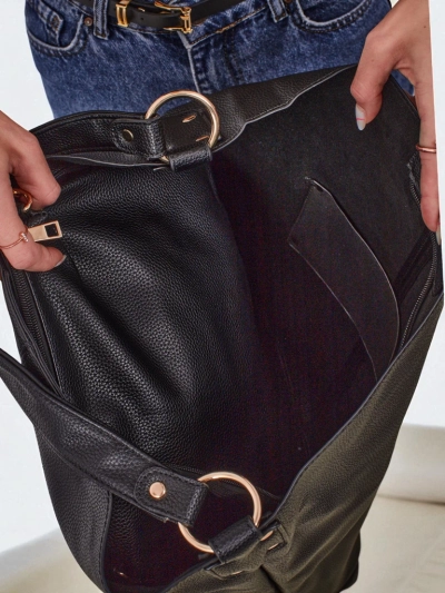 Torba Athena Grande - große schwarze Kunstledertasche A4, praktisch und elegant