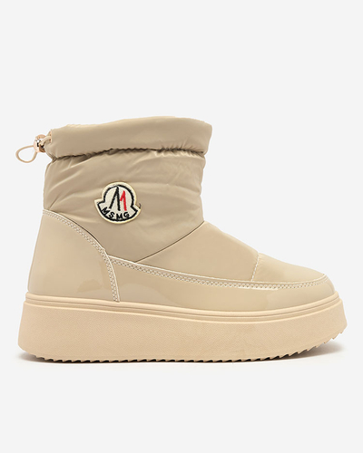 Royalfashion Damen Schlupf-Schneestiefel in hellbrauner Farbe Ademra