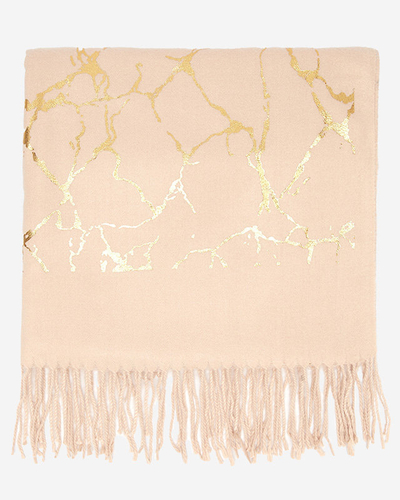 Hellbeiger Damenschal mit goldenen Verzierungen - Accessoires