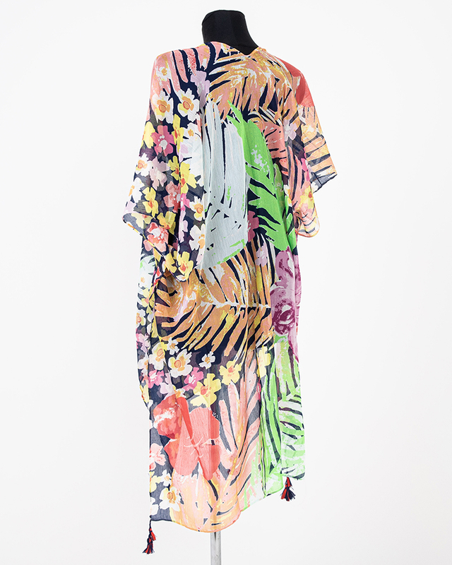 Farbenfroher Damen-Pareo mit Blumen - Kleidung