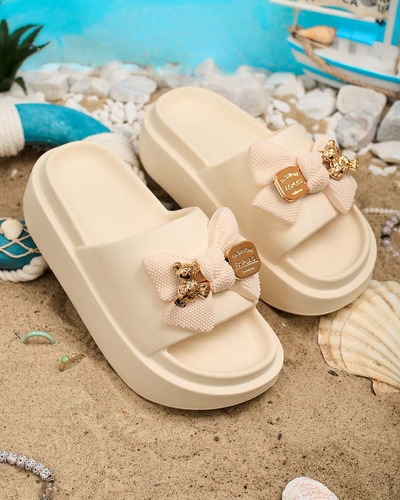 Royalfashion Damen-Gummi-Flip-Flops mit Zierschleife Nilm