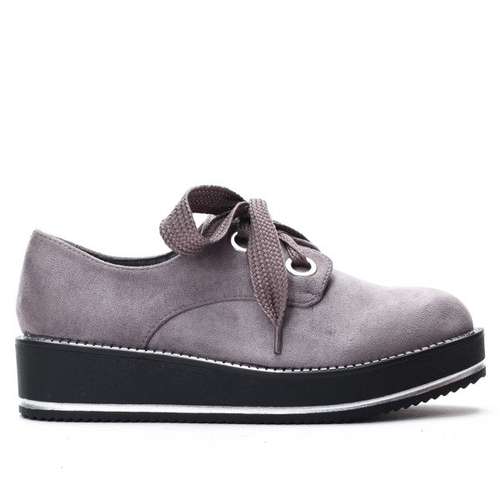 Szare, wiązane creepersy - Obuwie