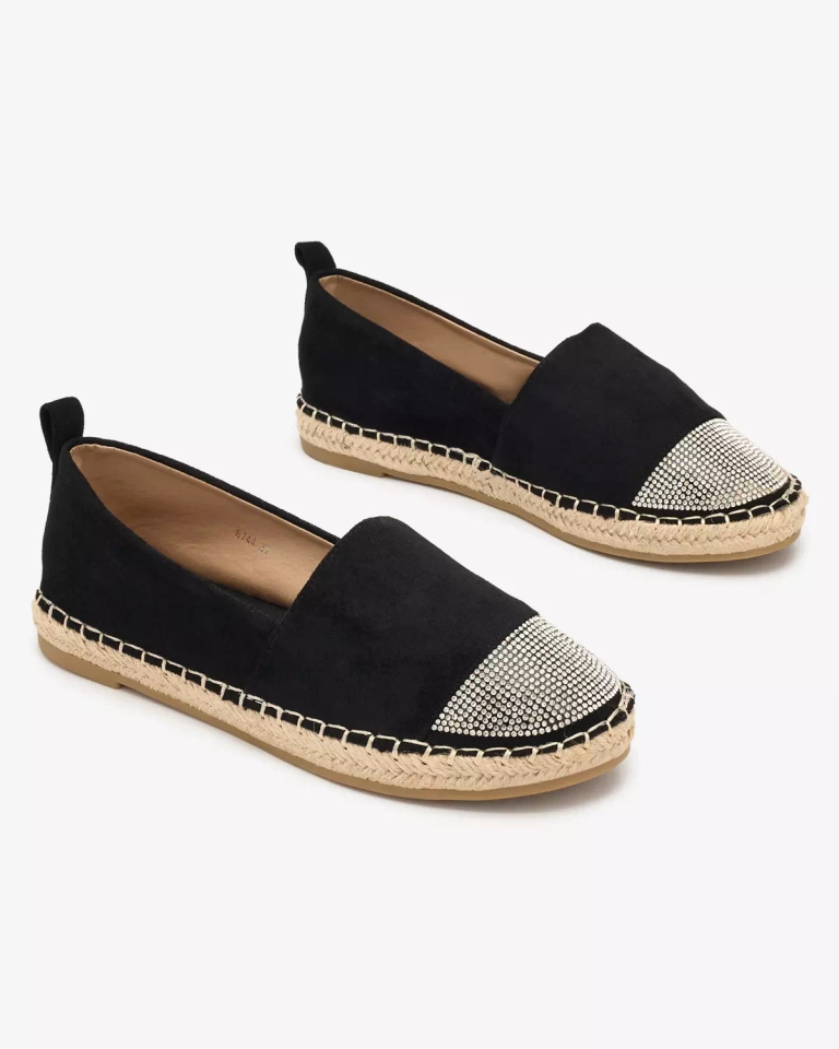 Royalfashion Schwarze Damen-Espadrilles mit Zirkonen Iterica