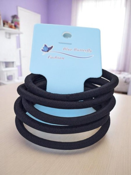 Royalfashion Набір з 5 чорних резинок для волосся Nero