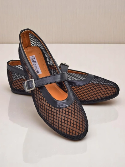 Royalfashion Damen-Ballerinas mit Lochmuster und Riemchen Naommi