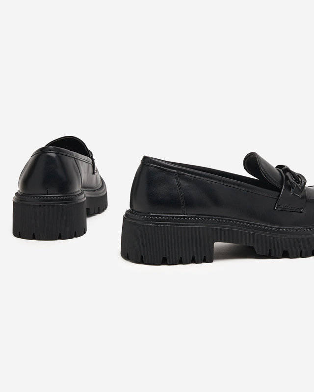 OUTLET Damenschuhe aus schwarzem Kunstleder mit Kette Konera - Schuhe