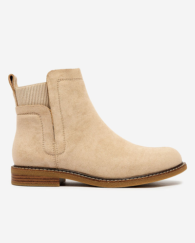Royalfashion Beige Damen Öko-Wildleder Veysi Stiefel a'la sable Absätze