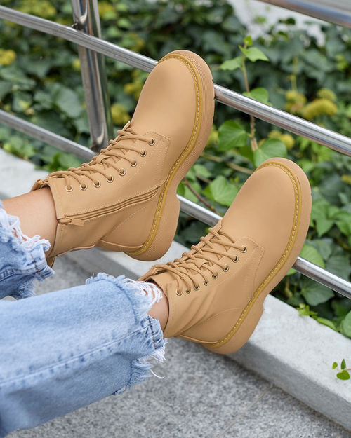 Жіночі черевики Royalfashion Matte світло-коричневі Kucillo