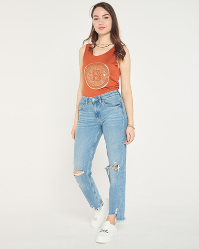 Damen-Top mit goldenem Kamel-Print - Bekleidung