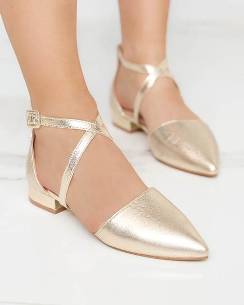 Жіночі золотисті балетки на підборах Osies- Shoes
